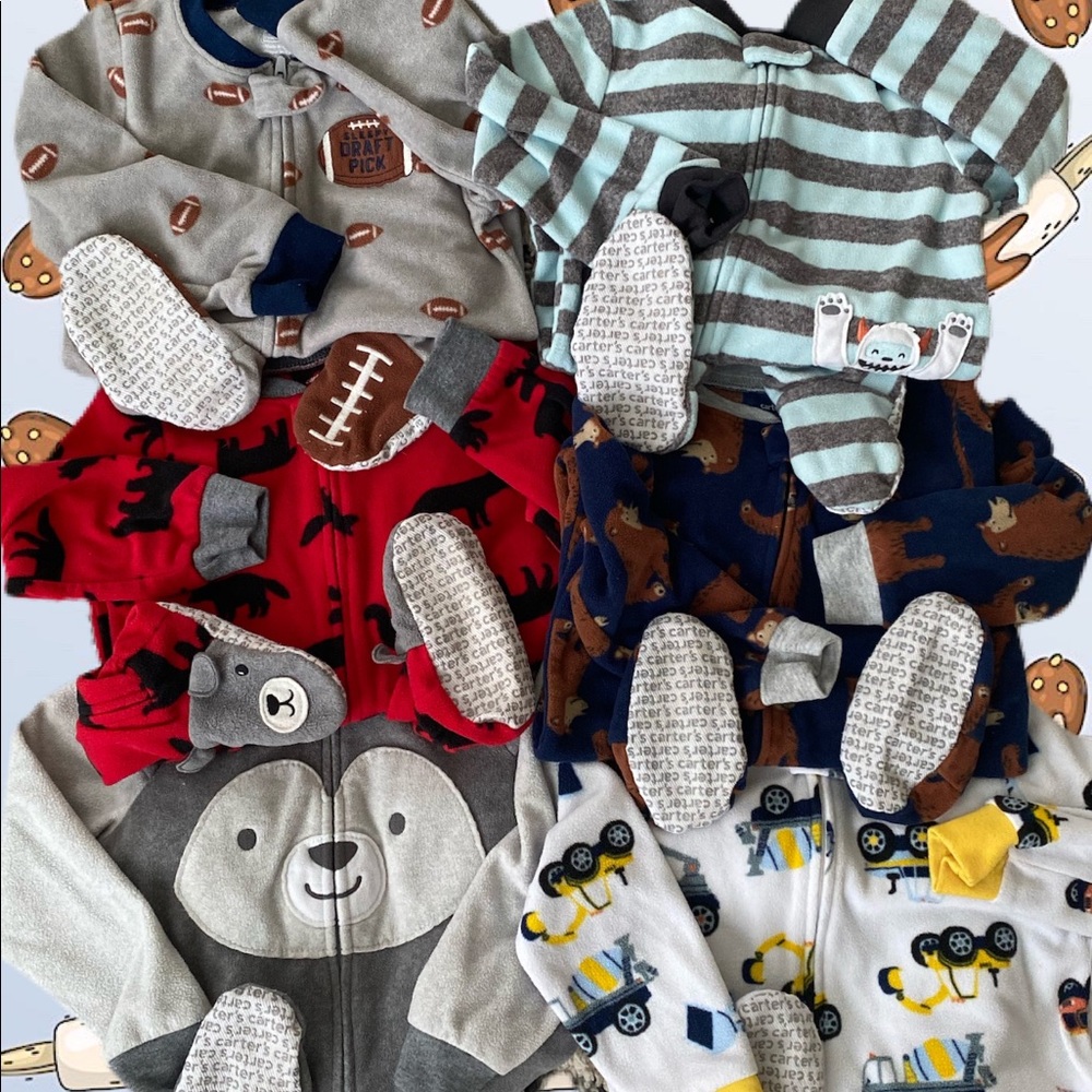 Fleece footie pajama lot! 6 pieces total.